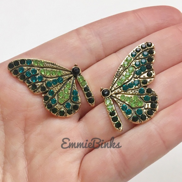New FP Crystal Butterfly Open Wing Stud Earrings - Picture 8 of 16
